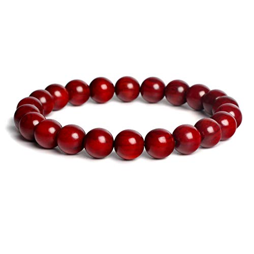 Bracelet en bois de rose contre le stress avec perles bouddha relaxantes