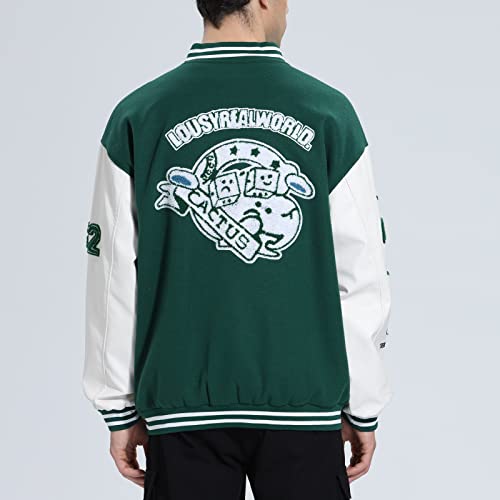 Image of Varsity Jacket Unisex Y2K Embroidered Letterman Bomber Jacket Casual Baseball Jackets