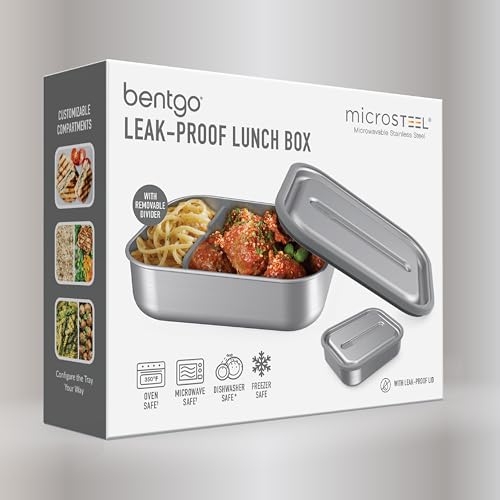 Image of Bentgo MicroSteel Leak-Proof Bento Lunch Box, Microwave & Oven-Safe