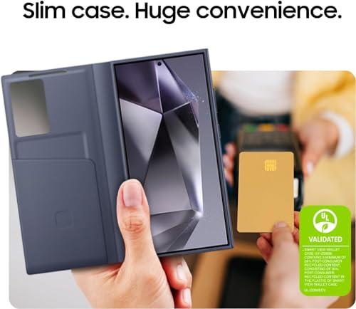 SAMSUNG Capa carteira para celular Galaxy S24 Ultra S-View, capa protetora com tela pequena intelige
