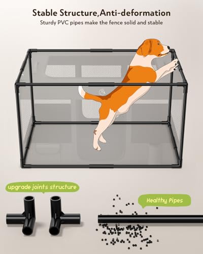 Image of Dog Playpen,Fabric Fence, Portable Soft Cat Kennel Crate,Breathable Exercise Puppy Pen,PVC Pipe Frame,Indoor Outdoor Cage for Small Animals Under 25 Ibs with Carrying Case(Black M)
