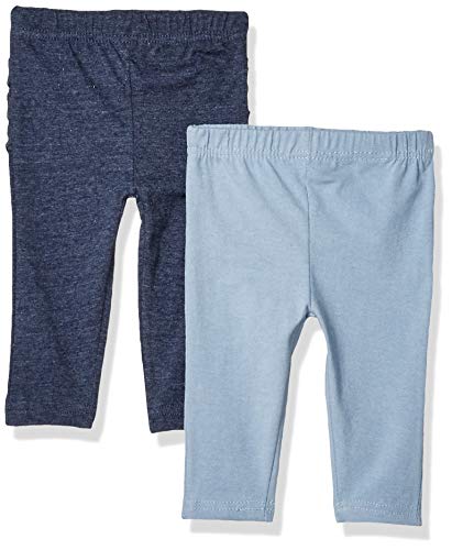 Quiltex Baby Girl's Toddler 2 Pack Printed Leggings with Elastic Waistband, Light Heather, 6-9 Months