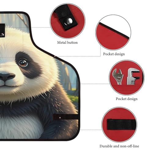 Delantal de trabajo Anime Panda con bolsillos y ajuste miniatura 3