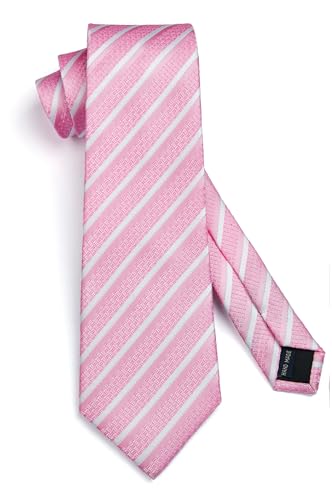 Image of HISDERN Mens Tie Striped Ties and Handkerchief Set Business Formal Woven Pocket Square Wedding College Stripe Necktie