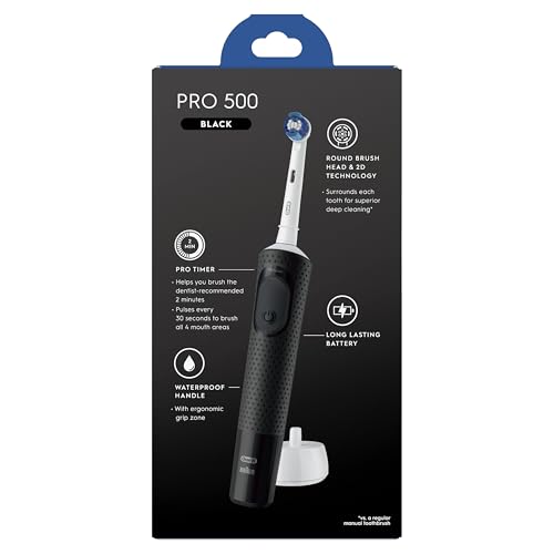 Image of Oral-B Pro 500 Electric Toothbrush with (1) Brush Head, Rechargeable, Black