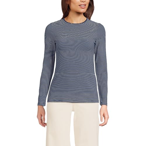 Lands' End Women's Plus Size Lightweight Jersey Skimming Long Sleeve Crew Neck T-Shirt