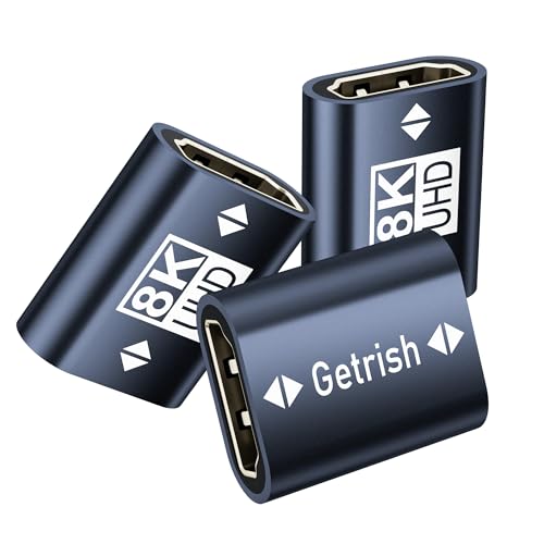 Getrish HDMI Coupler 8K, 3 Pack HDMI 2.1 Female to Female Adapter, 8K@60Hz / 4K@120Hz HDR HDMI...