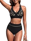 BMJL Swim Suits for Women 2025 Full Coverage Womens Bathing Suits Black Bikinis for Mom BOD Confidence(XL,Black)