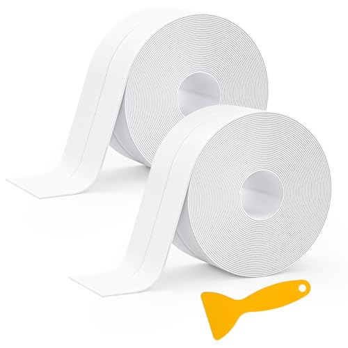 Image of Caulk Strip, 2 Pack 1.5' x 10.5Ft Caulk Strip for Bathtub Self Adhesive Caulk Tape Caulking Sealing Tape for Kitchen Countertop,Sink,Bathroom,Toilet,and Bathtub Floor Wall Edge Protector