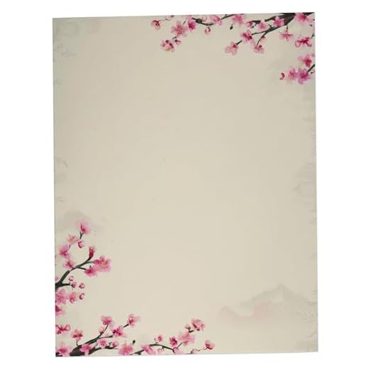 Papel de flor de cerejeira – 60 folhas de papel de papelaria bonito para impressoras a jato de tinta/laser