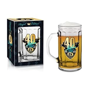 Abc Casa Bierkrug 0,5l mit originelles Aufschrift zum 40. Geburtstag für Männer -40 Jahre, Du bist eine Legende…