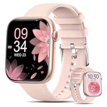 Hwagol Womens Smart Watch, 1.85 Inch Wireless Smart Watch for Android iPhone, IP67 Waterproof Outdoor Fitness Tracker with AI Voice/Message Reminder Pink