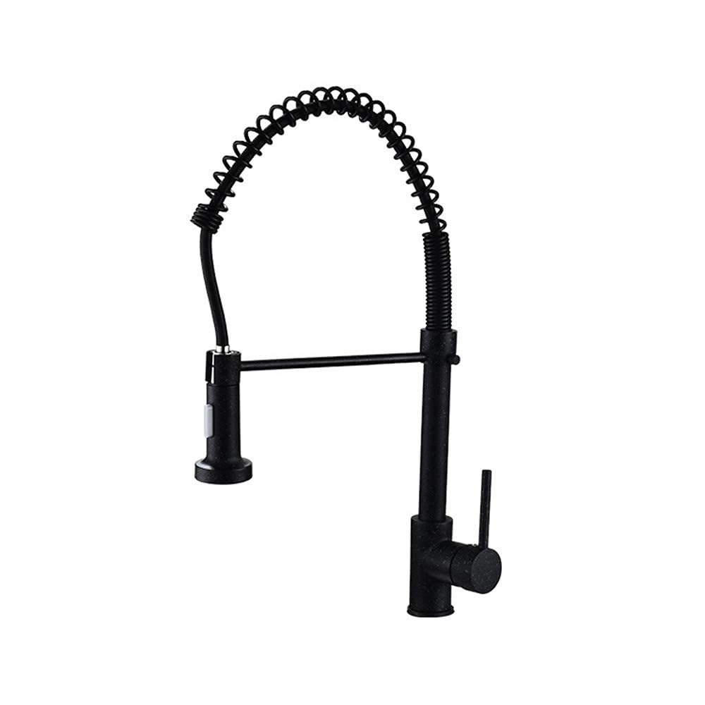 Robinet de cuisine à ressort noir mitigeur rotatif pour évier et grande vaisselle