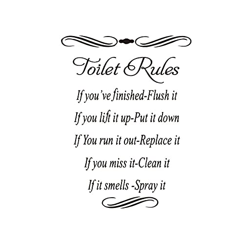 Jiuhong Toilet Rules Bathroom Decals DIY Removable Washroom Toilet Bathroom WC Sign, Door Accessories Wall Sticker Home Decor for Kids Living Room Home Decoration