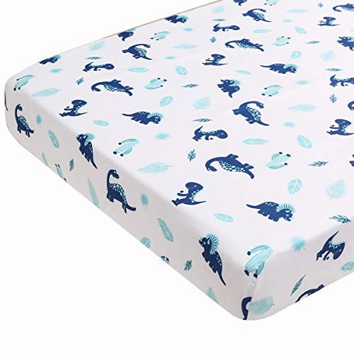 3D Cute Dinosaur Crib Bedding Set For Boys Girls 4Piece Baby Nursery Bedding Crib Set For 28X52 Inch Washable Blue Grey | Crib Comforter, Crib Sheet, Dust Ruffle,Blanket #TOP4