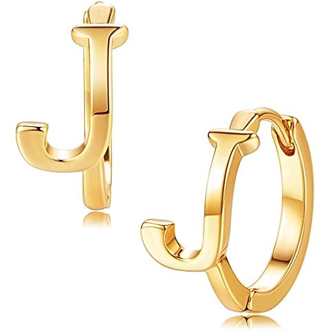 DREMMY STUDIOS Dainty Huggie Hoop Earring 18k Gold Filled Simple Tiny Cute Cubic Zirconia Initial A-Z 26 Letter Dangle Hoop Earring for Women Charm Minimalist Personalized Gift for Her gold Cover