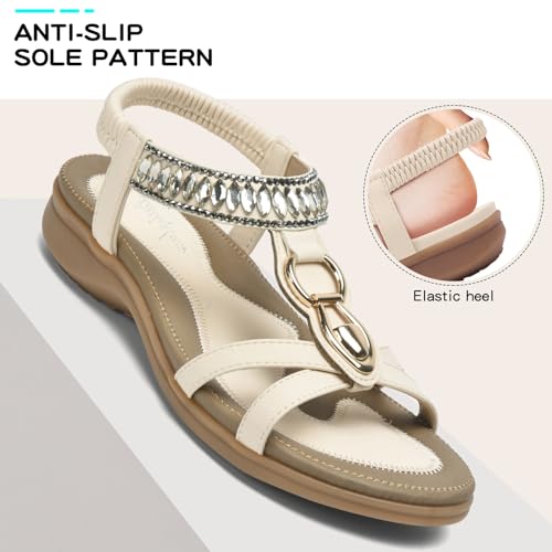 Image of Littleplum Womens Sandals Comfort Arch Support Sandals Summer Walking Shoes Casual Ankle Elastic Flip Flops Shoes