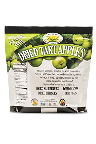 Sunrise Fresh Dried Fruit - Dried Tart Apple Slices - All-Natural, Dehydrated, Unsweetened, No Added Sugar, Resealable Snack, 5Oz Bag #TOP1