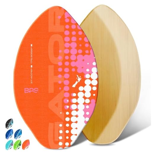 BPS 'Gator' 40 Inch Skim Board - Epoxy Coated Wood Skimboard with EVA Pads - No Need for Wax - Skimboard for Beginner to Advanced - Large Skimboard (Orange with White Accent)