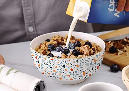 Leazul Ceramic Soup Bowls Cereal Bowl, 22 Ounce Bowls Set Chip Resistant Dishwasher & Microwave Safe Porcelain Bowls For Kitchen Terrazzo Marble Bowls For Cereal Soup Rice Pasta Salad Oatmeal Set Of 4 #TOP2