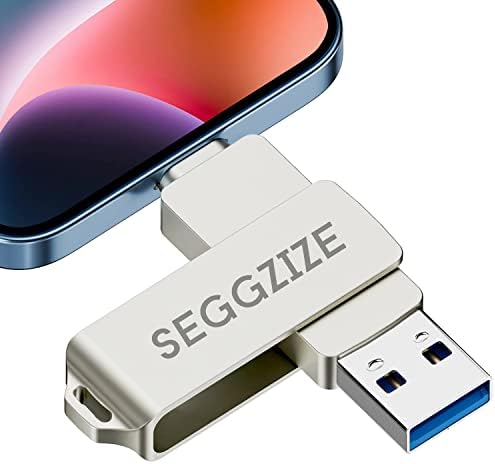 SEGGZIZE 128GB Photo Stick for iPhone Memory Stick for Photos and Videos,3 in 1 iPhone Flash Drive External Storage, USB 3.0 Flash Drive for iPhone,iPad,Type C Devices,Computer,Mac