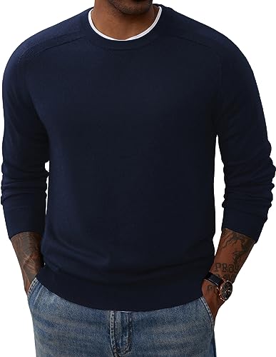 PJ PAUL JONES Men's Crewneck Sweaters Casual Crew Neck Sweatshirt Wool Blend Knit Pullovers