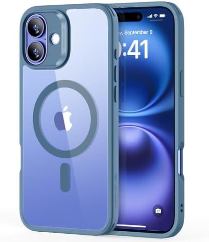 ESR for iPhone 16 Case, Compatible with MagSafe, Shockof Military-Grade tection, Magnetic Phone Case for iPhone 16, Classic Hybrid Case (HaloLock),Clear Blue