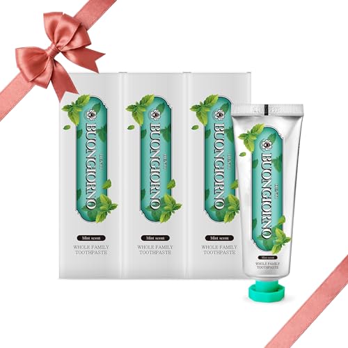 DENTI BUONGIORNO Original Toothpaste(Herbal Mint)(3 Pack)-Bad Breath Eliminator for Halitosis&Morning Breath, Propolis, Natural Whitening(Baking Soda), Xylitol, SLS&Paraben Free (3.52fl oz/100g)