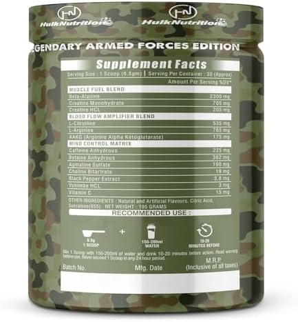 Hulk Nutrition Hardcore Pre-Workout Supplement, Energy Drink with Creatine Monohydrate, Arginine AAKG, Beta-Alanine, Explosive Muscle Pump, Caffeinated Punch - For Men & Women [30 Servings, Beast Berries]