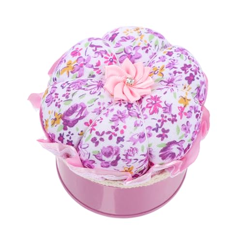 HOMSFOU Cushion Sewing Needle Holder Fabric Tinplate Cute Needle Pin Cushion Box Quilting Pin Storage for Home Office