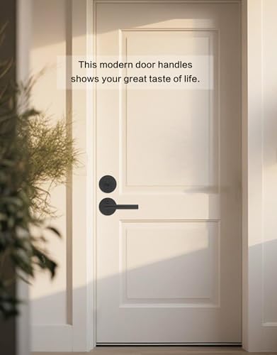 Image of Lethato Black Door Handle and Deadbolt Set, Heavy Duty Front Door Lock Set, Exterior Door Lever Single Keyed Round Deadbolt Lock (2 Pack)
