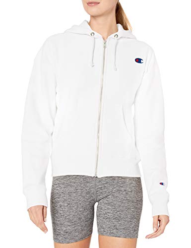 Champion LIFE Women's Reverse Weave Full Zip Hood, White, XS