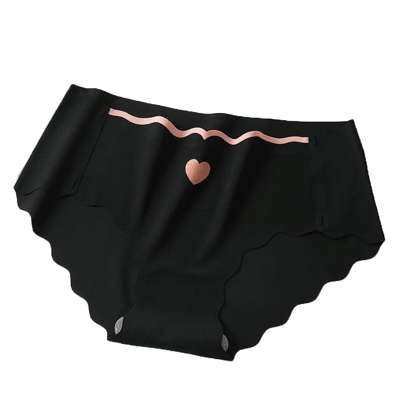 Image of SSoShHub Women Bikini Heart Print Seamless Underwear,Seamless Breathable Ladies Panties,No Show Invisible Stretch Briefs Undies for Women
