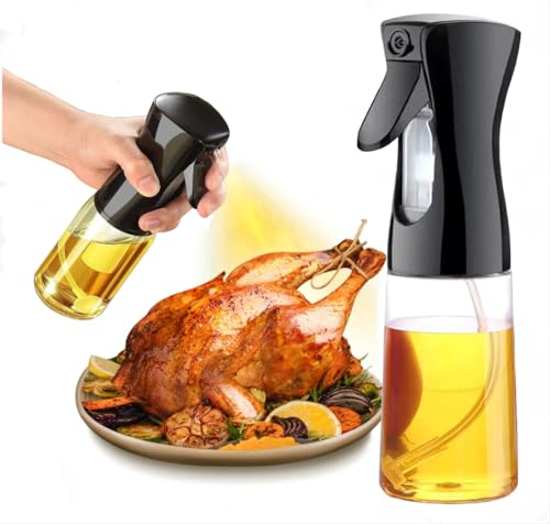 SECURITY TOYS Pulverizador Aceite | Aceitera De Aceite de Oliva | Spray Aceite para Freidora de Aire Air Fryer Cocina 200ml, Vaporizador Aceite de Oliva y Vinagre, Dispensador para Cocinar, NEGRO