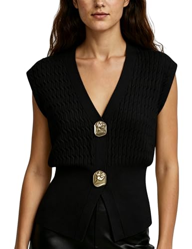 Image of AMEBELLE Vest Tops for Women Cable Knit Sweater Sleeveless V Neck Cardigans Lightweight Knit Pullover Summer Tops