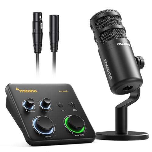 Image of MAONO USB Audio Interface for PC: Interface with XLR Microphone 24-bit /192kHz Routing Software LOOPBACK ASIO Driver for Recording Music, Home-Studio, Guitar, Podcast, Streaming, DAW(PS22+PD100)
