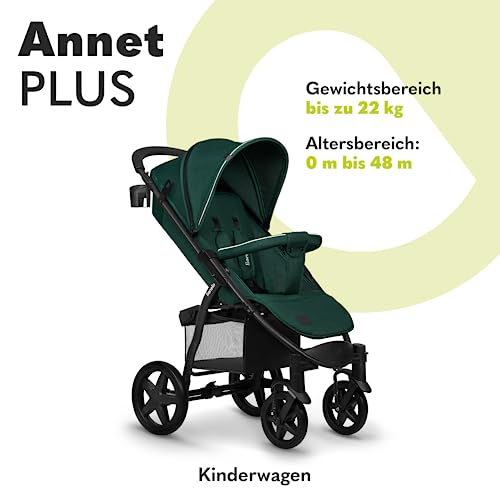 LIONELO Annet Buggy bis 22 kg mit Liegefunktion, Kinderwagen klein zusammenklappbar mit Zubehör, Eva-Schaum-Räder, Moskitonetz, Fußdecke Getränkehalter, Korb