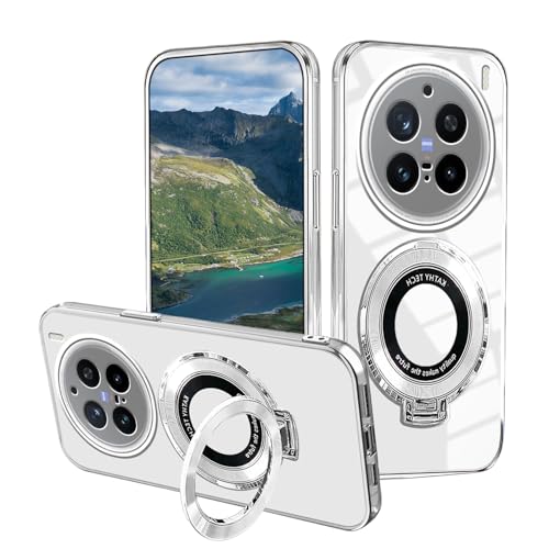 Compatible with vivo X200 Pro Case with Magnetic Stand, for vivo X200 Pro Phone Cases Silicone Transparent Car Mounts Accessories Funda Shockproof Luxury Protective Original Cover (Silver)