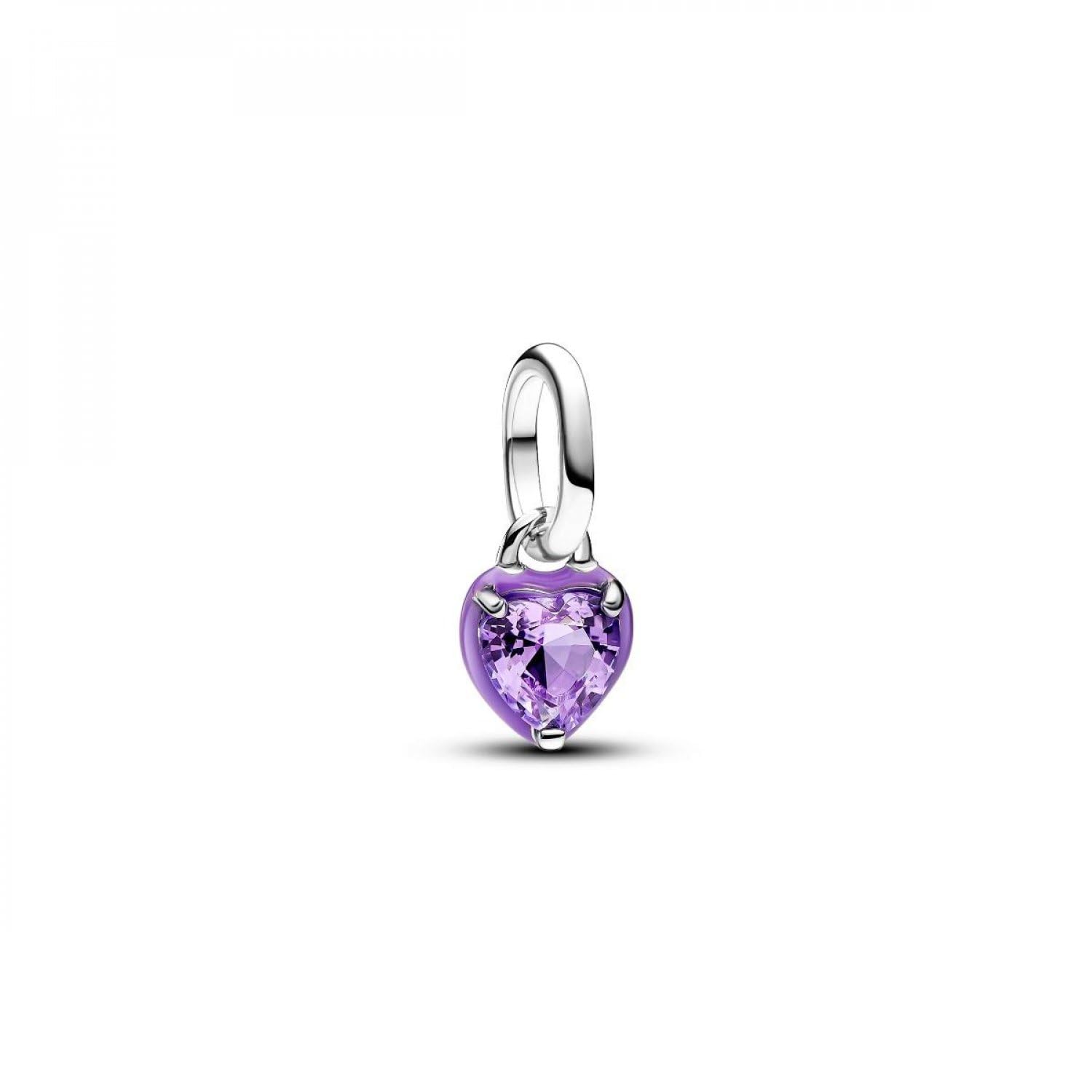 PANDORA ME Mini ciondolo con cuore in argento Sterling con cristallo viola reale e smalto viola