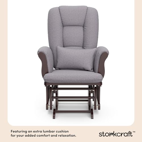 Image of Storkcraft Tuscany Glider & Ottoman with Lumbar Pillow, Espresso /Gray Swirl