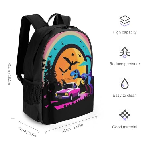 Backpack for Women, Colorful Dinosaurs Cool Full Moon World Comfort Lightweight Travel Shoulder Bag, Funny Multi-Functional Backpack with Pockets for Commuting2