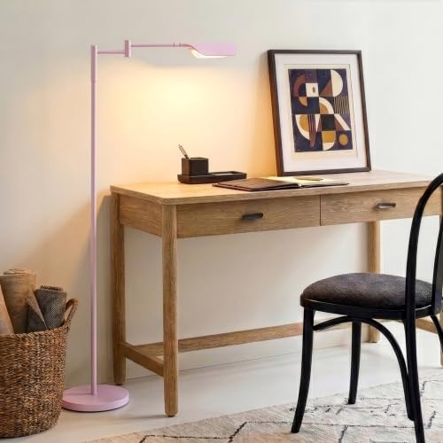 Image of Brightech Sky LED Floor lamp, Torchiere Super Bright Floor Lamp for Living Room Decor & Office - Dimmable, Tall Standing Lamp with Warm Light for Bedroom & Reading - Matte Pink