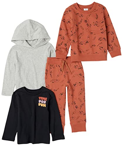 Amazon Essentials Boys and Toddlers' Long-Sleeve Outfit Set, Pack of 4