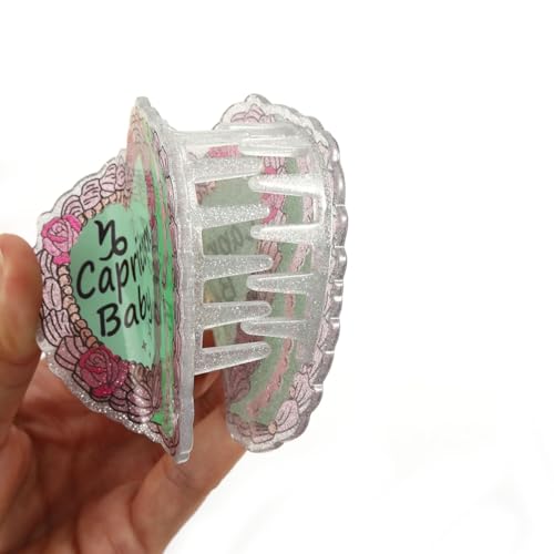 Personalized Capricorn Baby Hair Claw, Pink and Green Floral Design