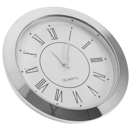 Alipis Inserto de Reloj Clásico 55 MM Plata con Números Romanos Cabezal de Reloj Redondo de Aleación para Manualidades y Bricolaje Mecanismo Integrado Preciso y Estable para Decoración