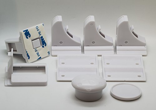 Magnetic Child Locks by BabeeSafe - UNIQUE INSTALLATION ASSISTANT - No Screws or Tools Needed (4 Locks + 1 Key + Installation Assistant) Baby locks for Cabinets and Drawers.