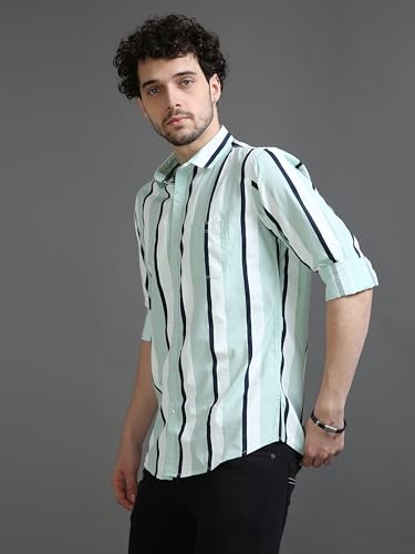 Image of Bring It On Regular Fit Striped Lining Cotton Full Sleeve Shirts | Men Stylish Shirt | Casual Shirt with Spread Collar for Men