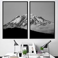2 Piece Framed Canvas Wall Art Monochromatic Mountains Canvas Prints Home Artwork Decoration for Living Room,Bedroom - 16