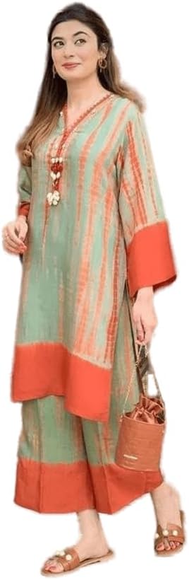 GenericWomen's Rayon Tye Dye Kurti & Palazzo Set