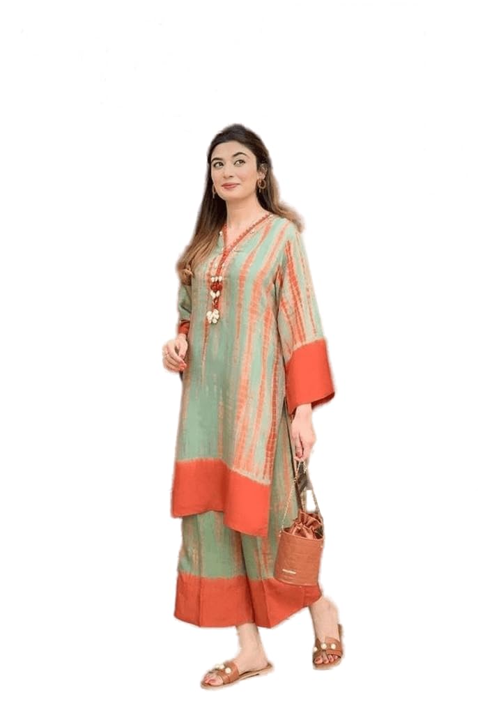 GenericWomen's Rayon Tye Dye Kurti & Palazzo Set